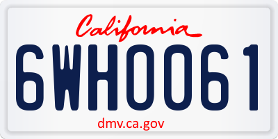 CA license plate 6WHO061