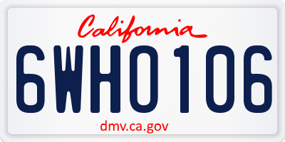 CA license plate 6WHO106