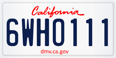 CA license plate 6WHO111
