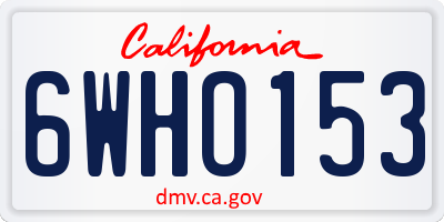 CA license plate 6WHO153