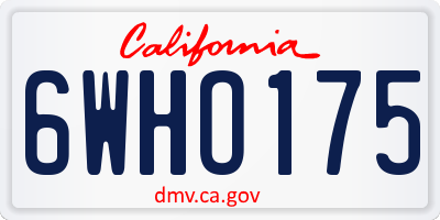 CA license plate 6WHO175