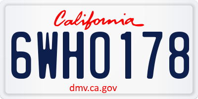 CA license plate 6WHO178