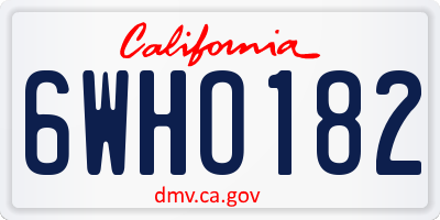 CA license plate 6WHO182