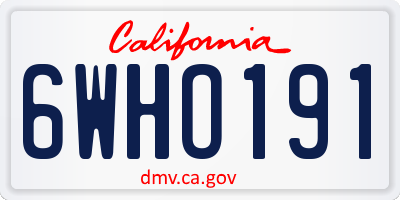 CA license plate 6WHO191