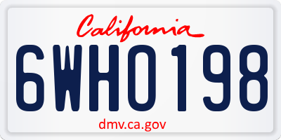 CA license plate 6WHO198