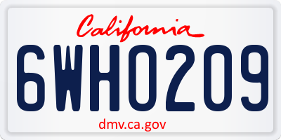 CA license plate 6WHO209