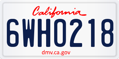 CA license plate 6WHO218