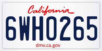 CA license plate 6WHO265