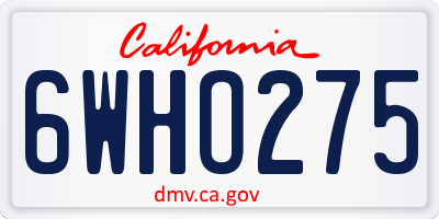 CA license plate 6WHO275