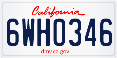 CA license plate 6WHO346