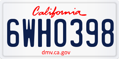 CA license plate 6WHO398