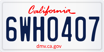 CA license plate 6WHO407