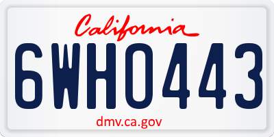 CA license plate 6WHO443