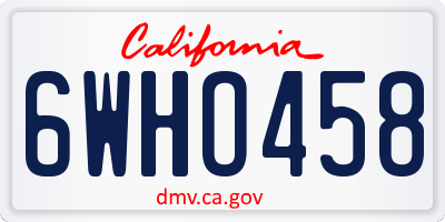 CA license plate 6WHO458