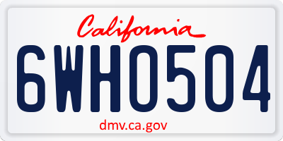 CA license plate 6WHO504