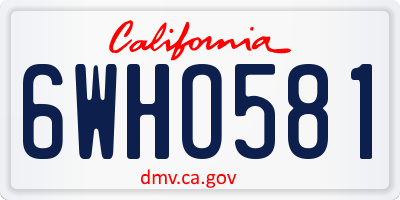 CA license plate 6WHO581
