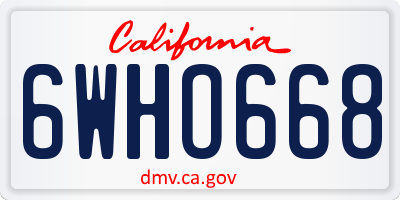 CA license plate 6WHO668