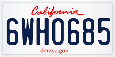 CA license plate 6WHO685