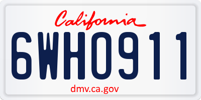 CA license plate 6WHO911