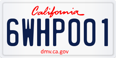 CA license plate 6WHP001