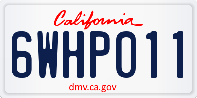 CA license plate 6WHP011