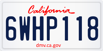 CA license plate 6WHP118