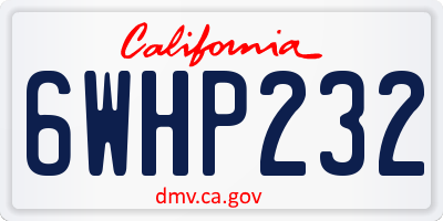 CA license plate 6WHP232