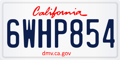 CA license plate 6WHP854