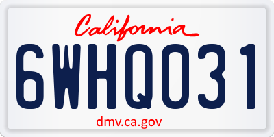 CA license plate 6WHQ031