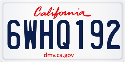 CA license plate 6WHQ192