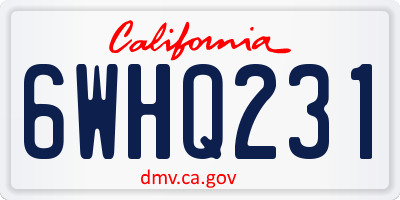 CA license plate 6WHQ231