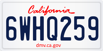 CA license plate 6WHQ259