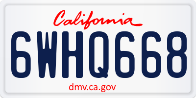 CA license plate 6WHQ668