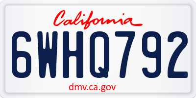 CA license plate 6WHQ792