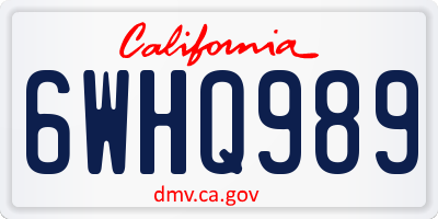 CA license plate 6WHQ989