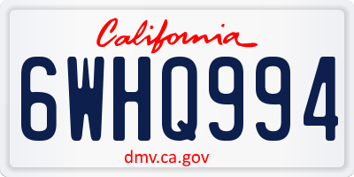 CA license plate 6WHQ994