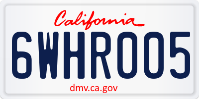 CA license plate 6WHR005