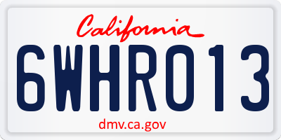CA license plate 6WHR013