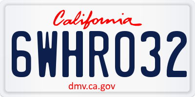 CA license plate 6WHR032