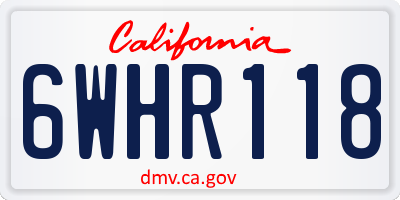 CA license plate 6WHR118