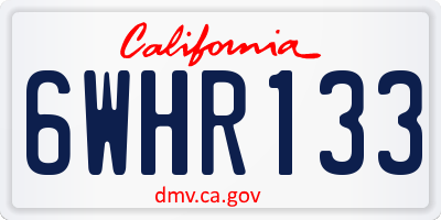 CA license plate 6WHR133