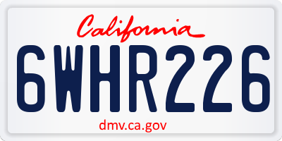 CA license plate 6WHR226