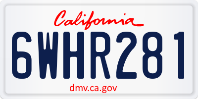 CA license plate 6WHR281