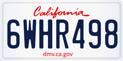 CA license plate 6WHR498