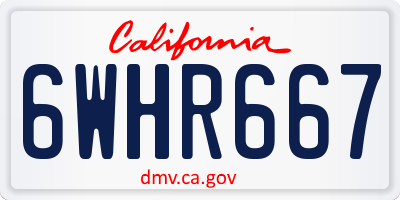 CA license plate 6WHR667