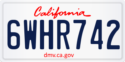 CA license plate 6WHR742
