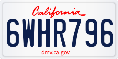 CA license plate 6WHR796