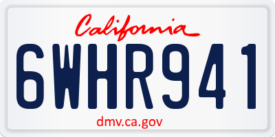 CA license plate 6WHR941