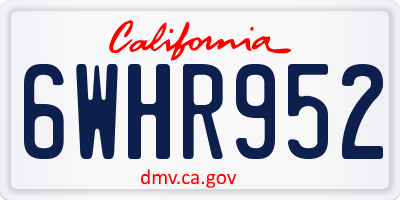 CA license plate 6WHR952