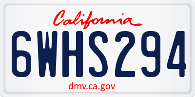 CA license plate 6WHS294